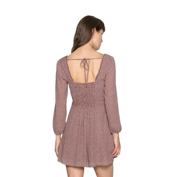 NWT Abercrombie & Fitch Portrait Neck Long Sleeve Polka Dot Mini Dress Sz M - Picture 3 of 16